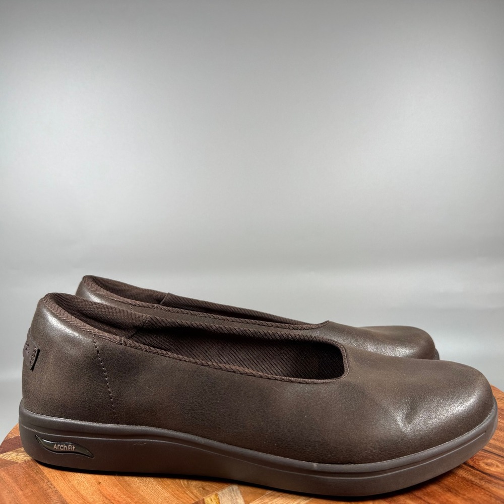 Skechers Arch Fit On-The-Go Women 10 Brown Slip On Ballet Flats 136550 CHOC